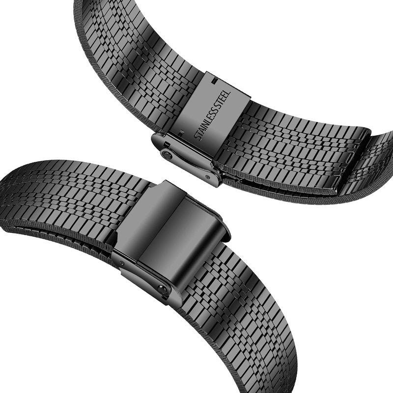 E ECSEM Straps Compatible with FITVII H56 HM57 Solid Stainless Steel Band Metal Business Band for Women Men for FITVII H56 & FITVII HM57 Fitness Tracker Accessories (Black)