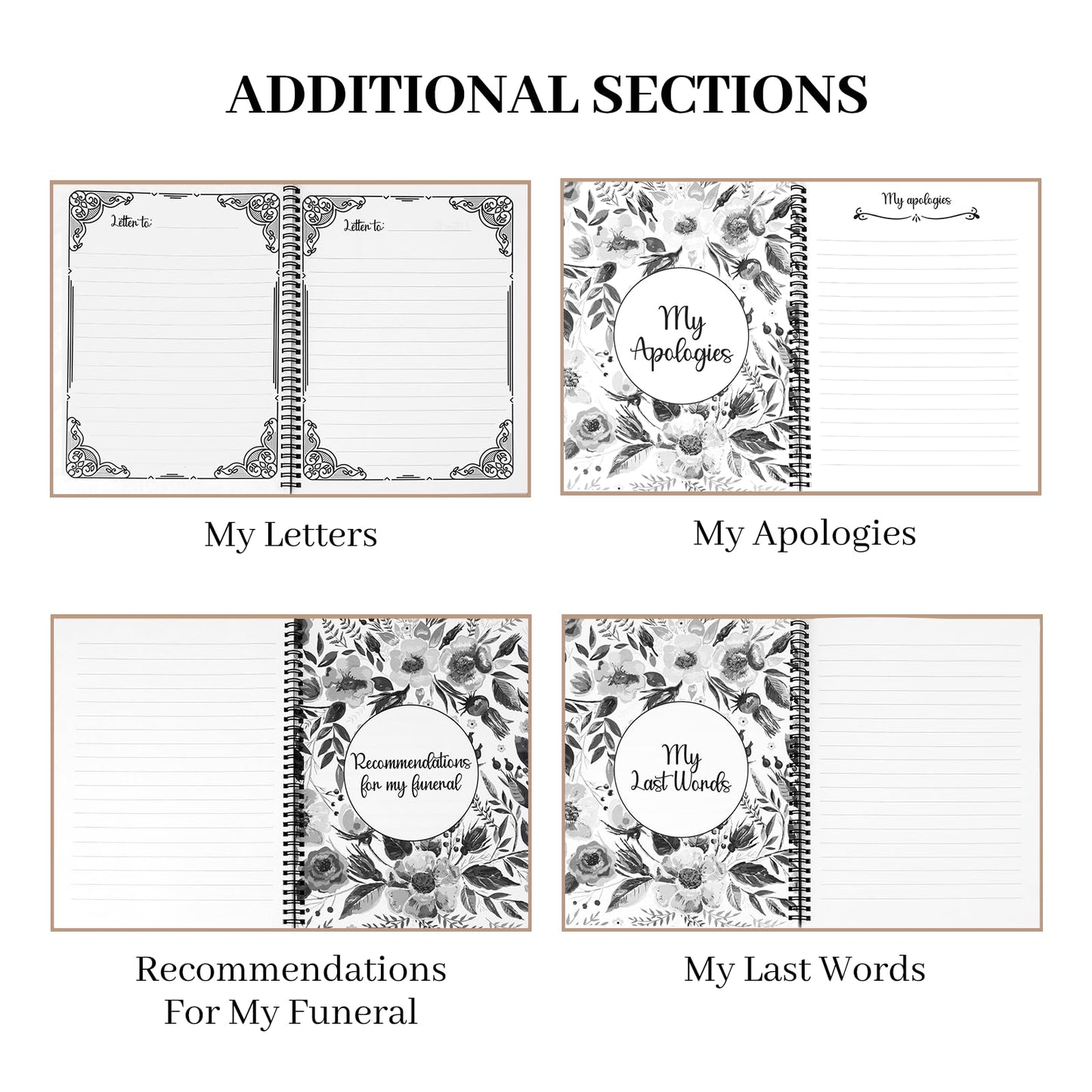 End of Life Planner Organizer Notebook with Pocket for Documents, I'M Dead Now What Planner Spiral Bound If I Die Binder Organizer Guided Final Arrangement for Beneficiary Will Preparation Last Wishes