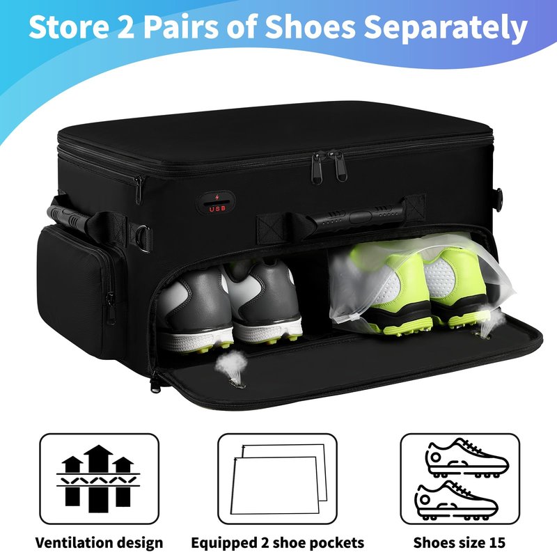 Mogplof Extra Large 2 Layer Golf Trunk Organizer, Golf Gifts for Men Golfers, 20"x 14"x 10" Water-resistant Car Durable Golf Organizer for 2 Pair Shoes, Balls, Tees, Clothes, Gloves, Accessories