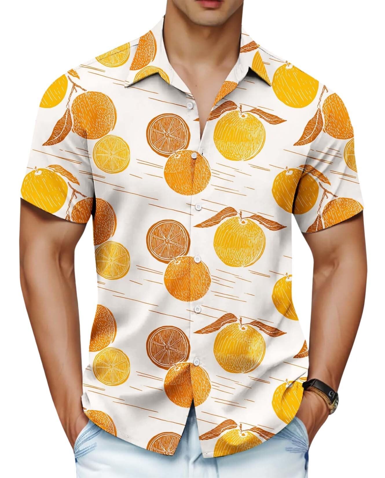 Mens Hawaiian Shirt Short Sleeve Button Down Shirts Tropical Floral Summer Beach Shirts