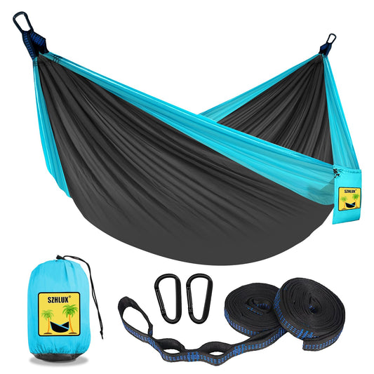 SZHLUX Camping Hammock Double & Single Portable Hammocks with 2 Tree Straps, Great for Hiking,Backpacking,Hunting,Outdoor,Beach,Camping