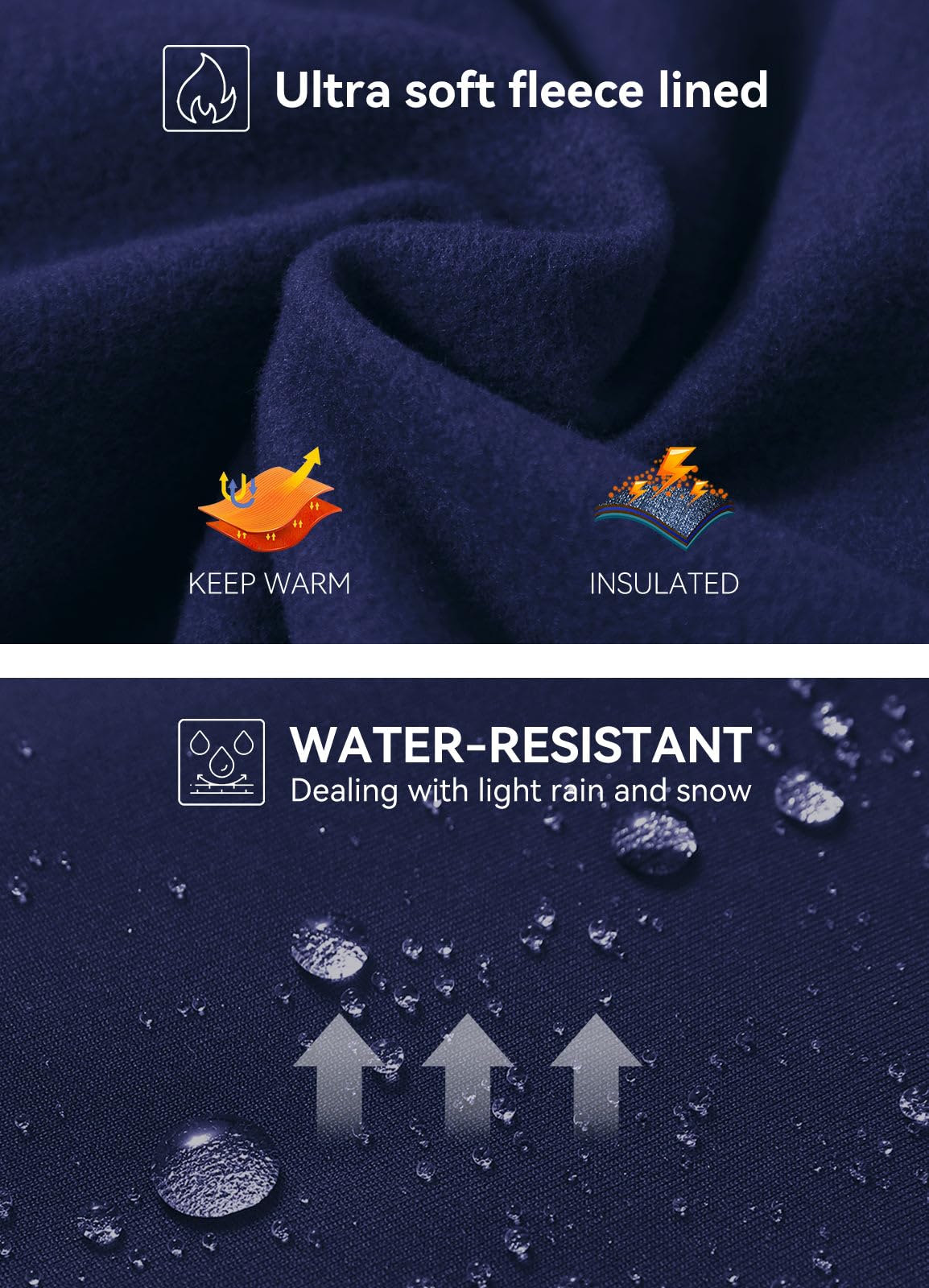 baleaf Thermal Leggings for Women Waterproof Fleece Lined Hiking Pants Winter Warm Tights Skiing Running Yoga Gear Navy XL