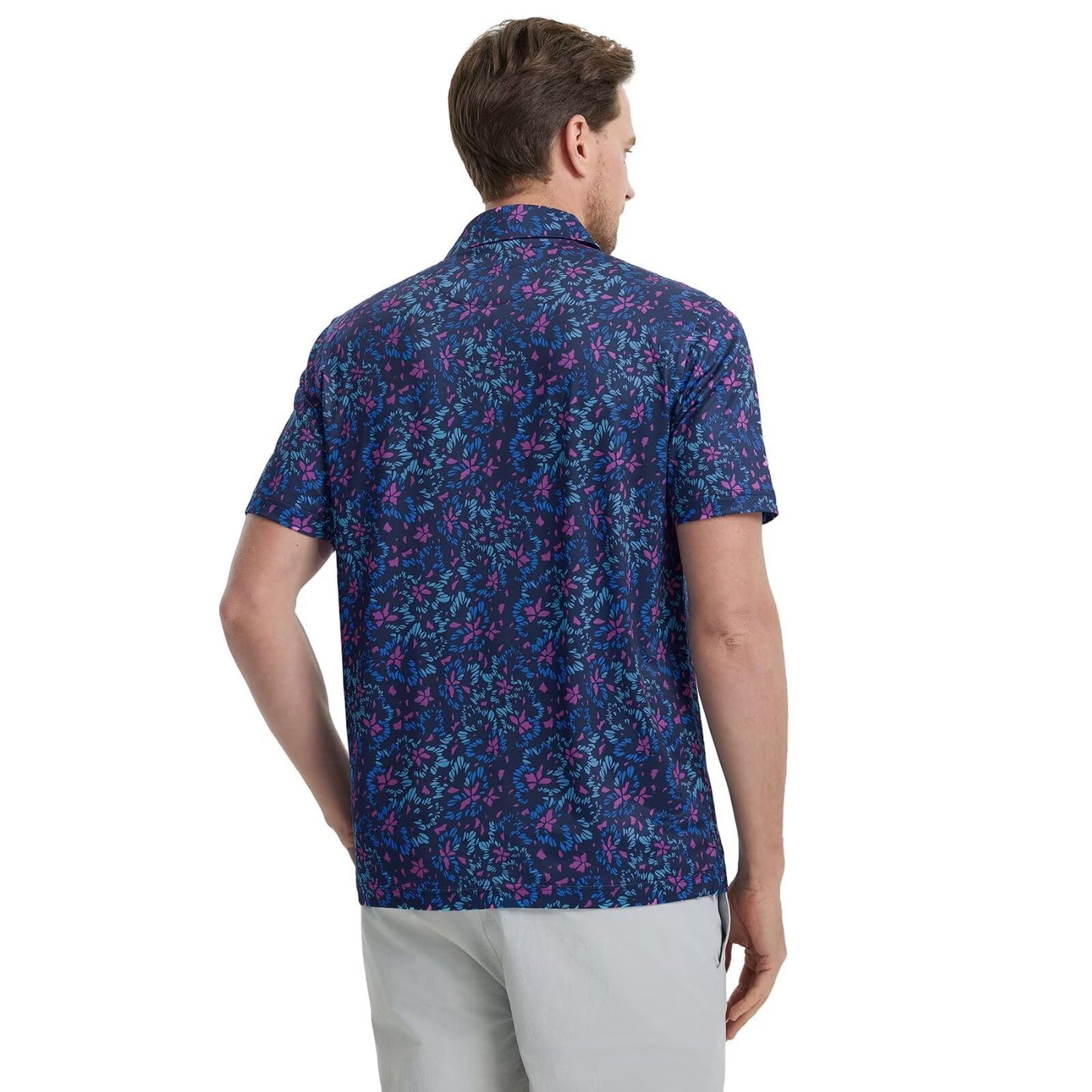 M MAELREG Mens Golf Shirt Short Sleeve Dry Fit Print Moisture Wicking Performance Patterns Collared Polo Shirt