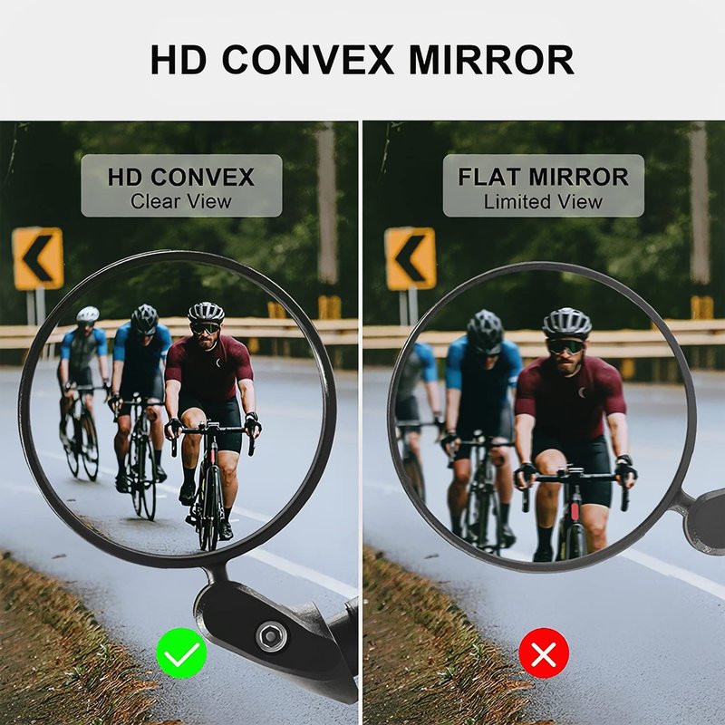 Bike Mirror, 2 Pcs 360˚ Rotatable Bar End Bicycle Mirrors for Handlebars, Wide Angle Convex Bike Mirrors Handlebar Rearview Mirror Bike Mirrors for Handlebar End Mount Mountain Road Adult Bike Cycling