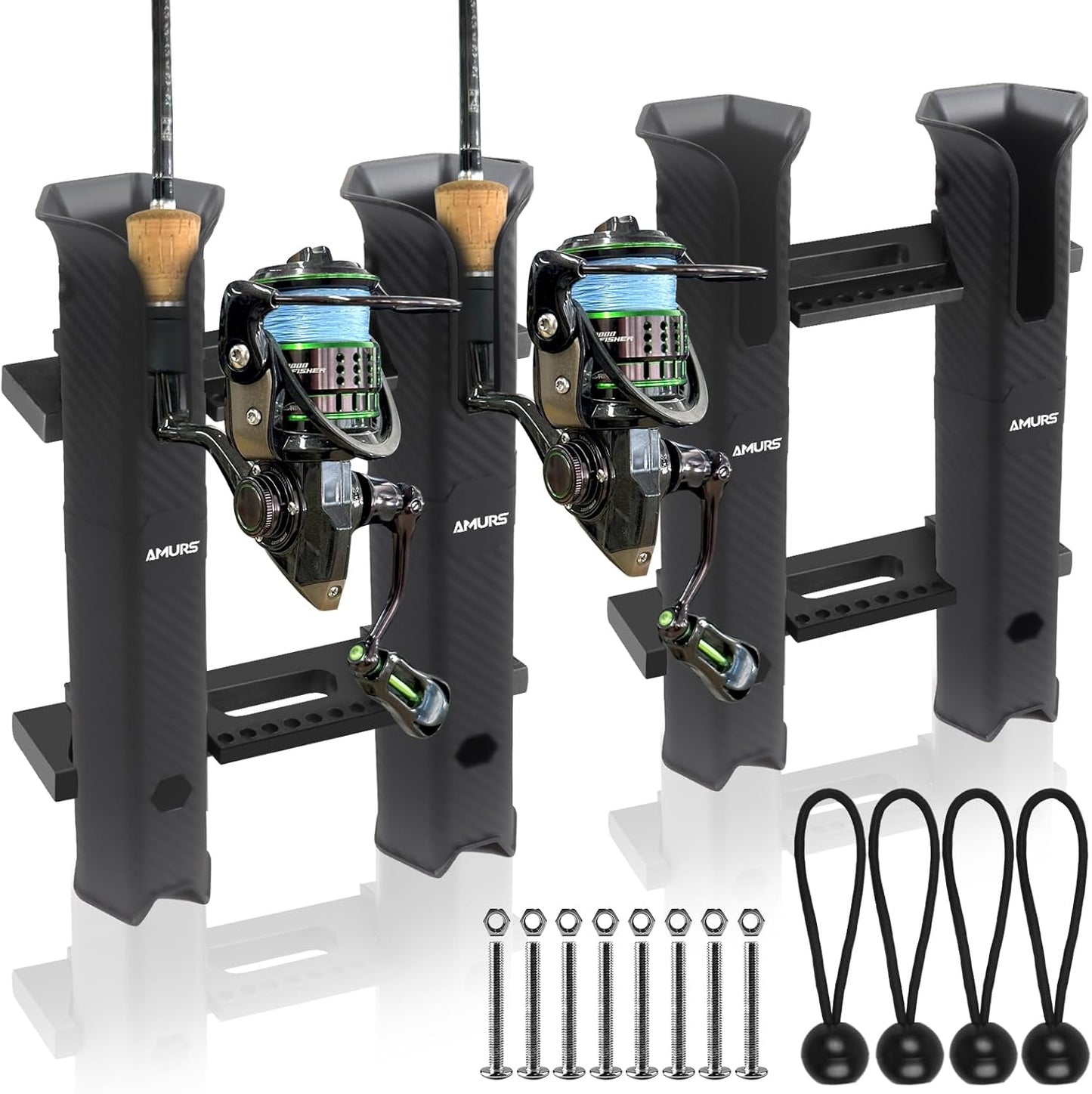 Fishing Rod Holder Rack - Portable Rod Holder with 6-Inch Ball Bungee Cords | Ideal for Boats, Yachts, Kayaks, and More