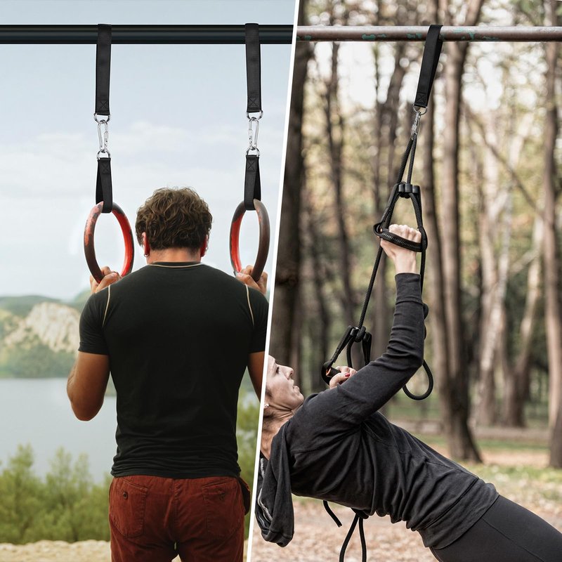 2 Pairs Gym Hanging Straps Kit with 4 Screw Lock Hooks, Outdoor Hanging Kit Fitness Extension Straps for Gym Bar, Door Bar, Cable Machines, Pull-up Bar Gym Equipment, Gym Fitness Strap