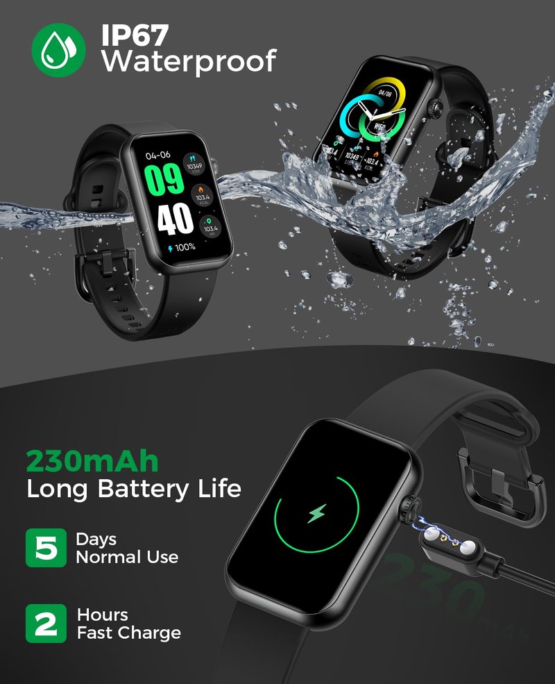 Smart Watch Fitness Tracker (Answer/Make Call), 24/7 Heart Rate Spo2 Blood Pressure Monitor Sleep Tracker, 114 Sports Modes Pedometer Calorie Step Tracker, Waterproof Activity Tracker for Women Men