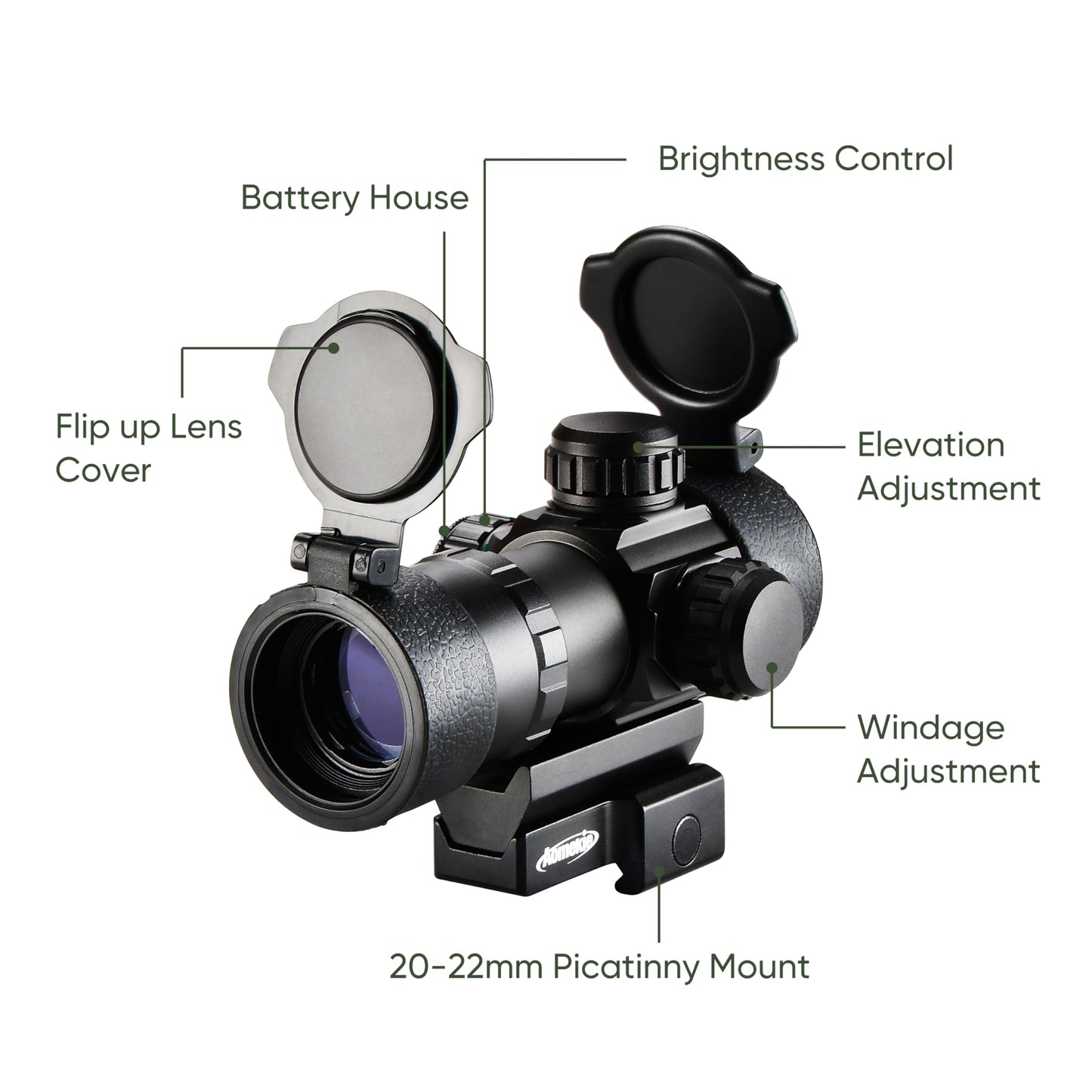 AOMEIKIE Red Green Dot Sight 4MOA Airsoft Scope Multi Brightness Settings for 20mm Picatinny Mount Rails