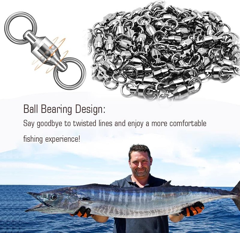 Barrel Ball Bearing Swivel Fishing Swivels - High Strength Stainless Steel Connector | Black Nickel Finish