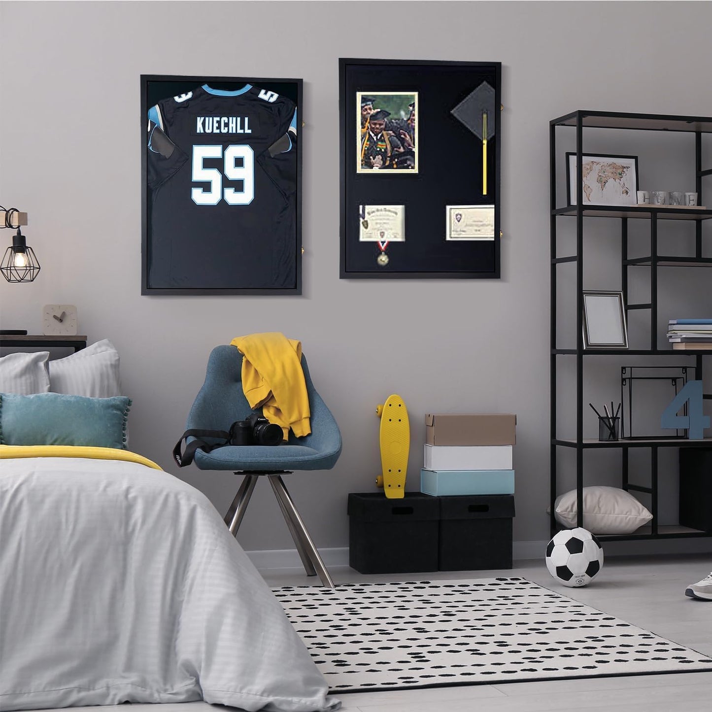 Jersey Wooden Frame Display Case - 98% UV Protection Acrylic for Baseball, Basketball, Football & Hockey Shirts | Black, 3-Pack