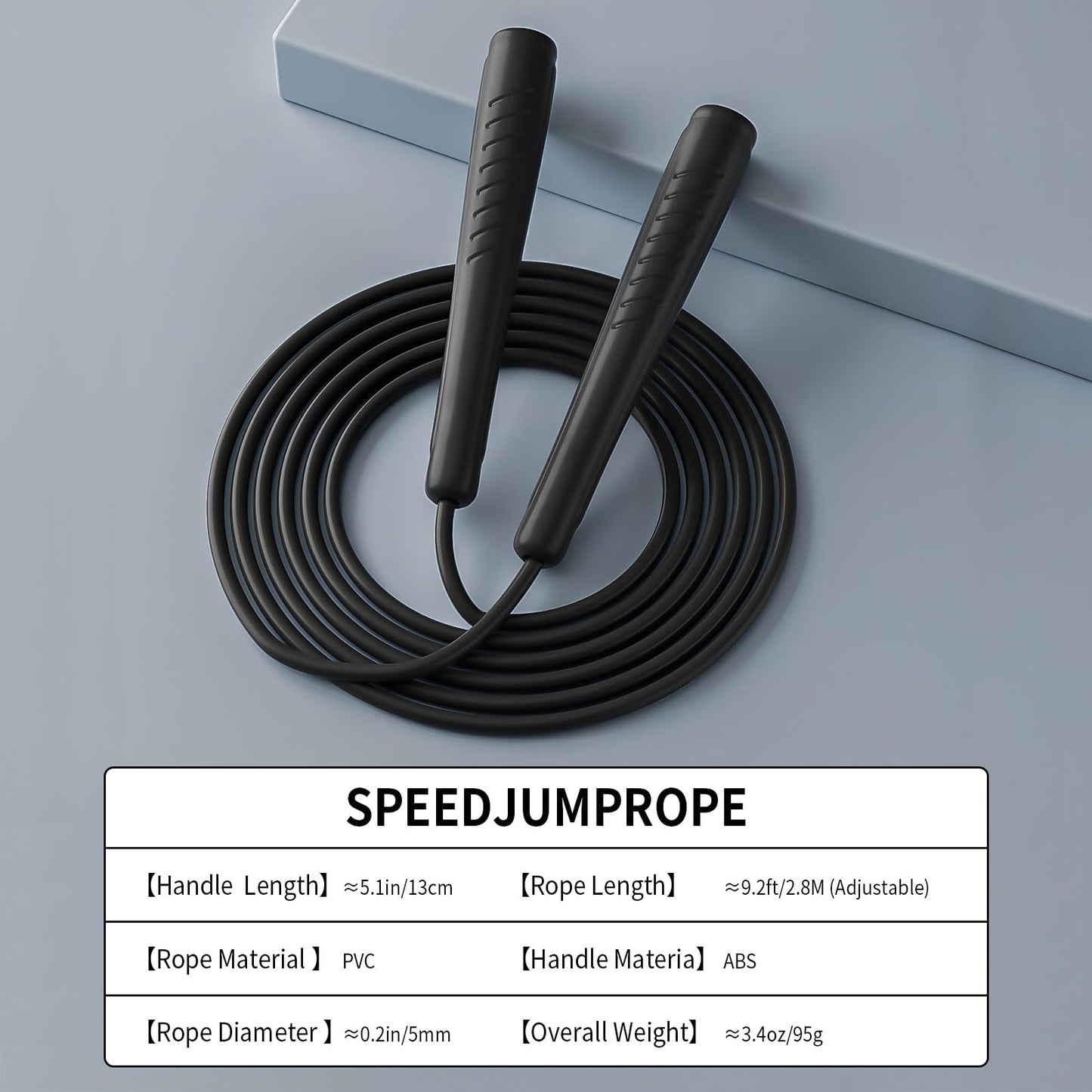 Jump Rope for Kids, Adjustable Children Jump Rope with ABS Handles and PVC Rope for Child Student Toddler (Black)