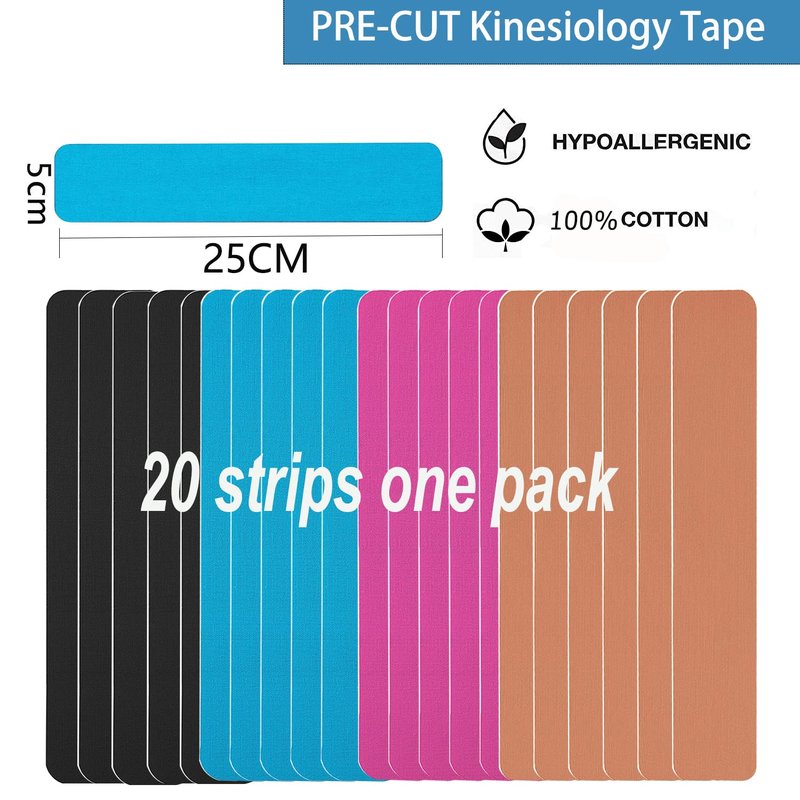 Kinesiology Tape Pro Athletic Sports Waterproof Breathable Athletic Elastic Kneepad Muscles & Joints Pain Relief Knee Taping for Gym Fitness Running Tennis Swimming Football (Mix, 60 Strips)