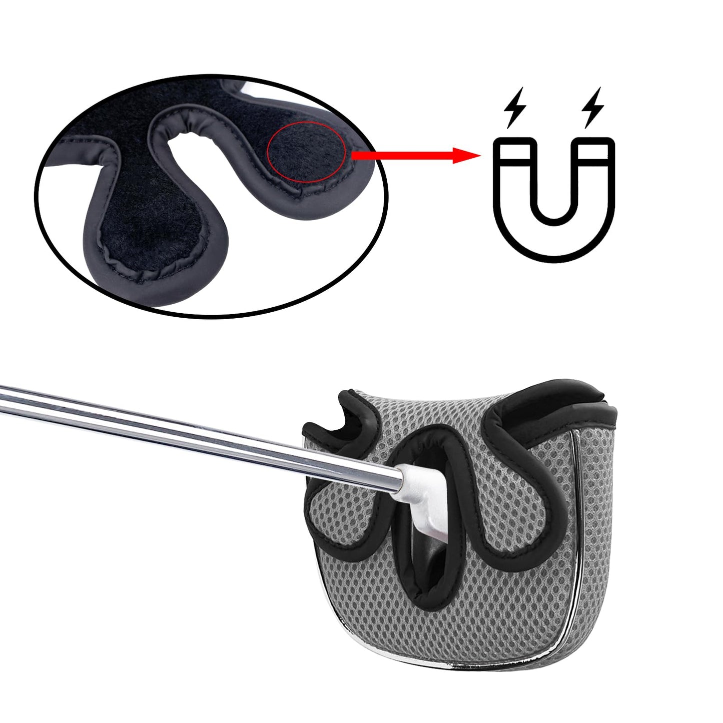 Andux Putter Cover Golf Putter Head Covers for Low Center Shaft Putter MT/TG23, Square Gray