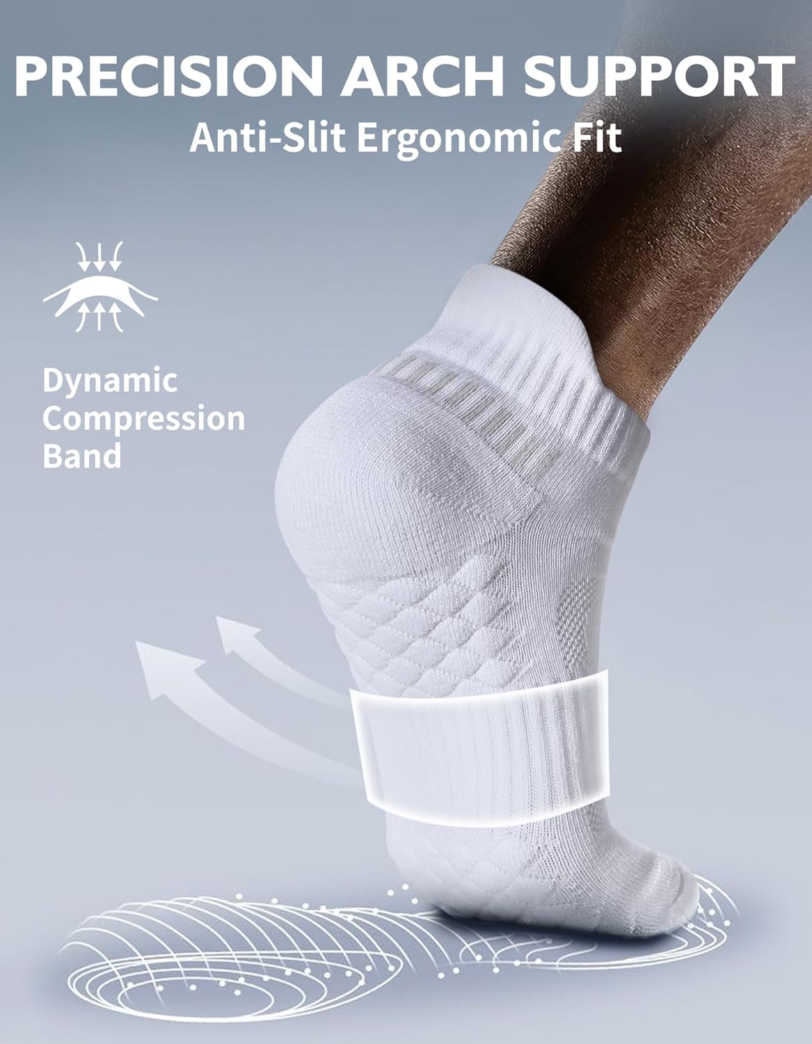 Men’s Running Socks - Cushioned Ankle Athletic Socks | Breathable Cotton, 6 Pairs