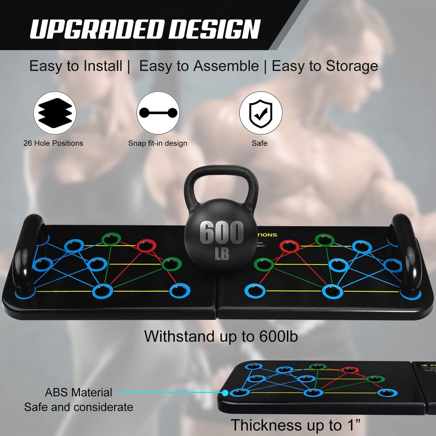 Push Up Board, Emurdyon 2 in 1 Home Workout Equipment, Strength Training Pushup Stands, Chest Muscle Exercise Equipment Men & Women Weights