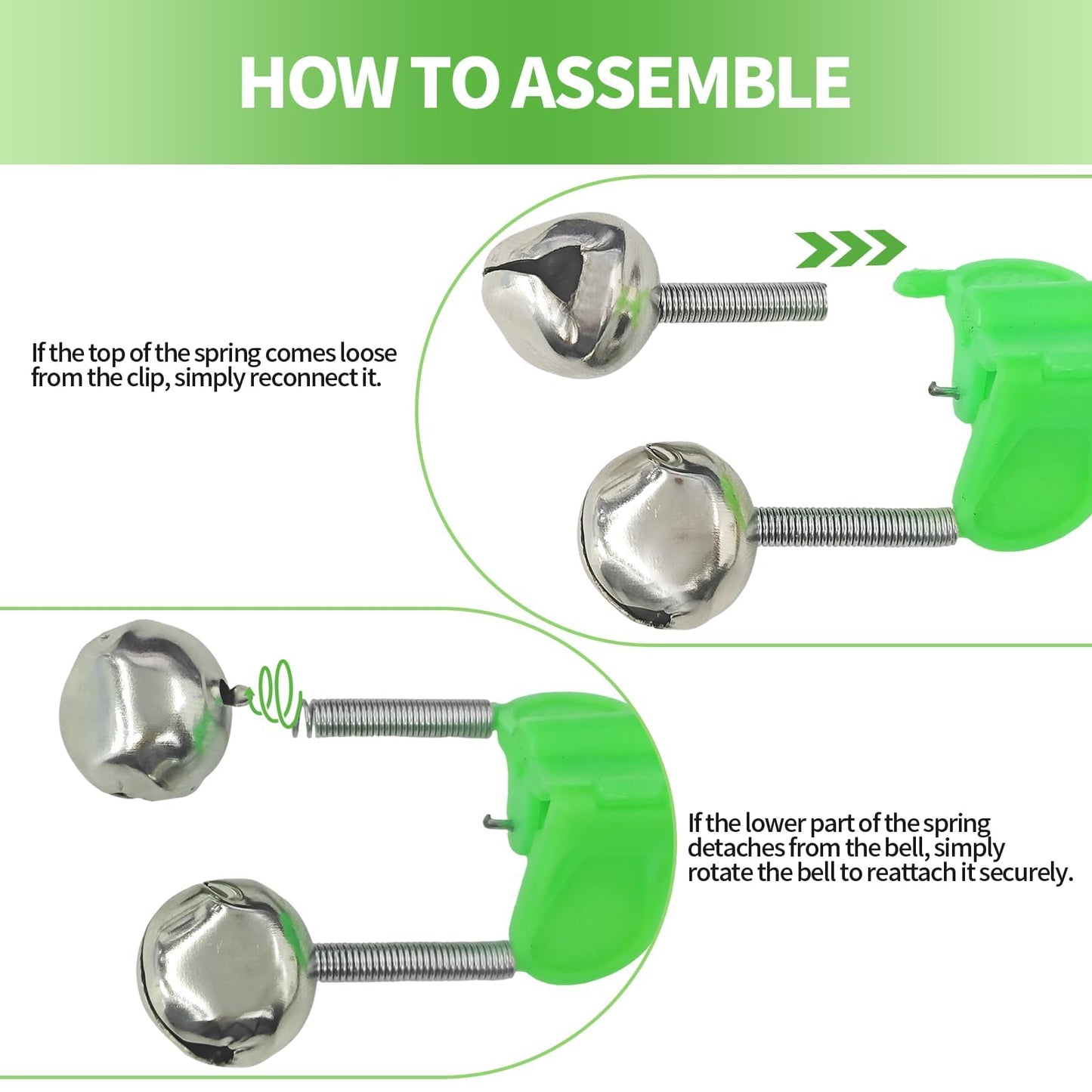 Amzlysdok 25PCS Fishing Bells for Rods,Dual Metal Bells Plastic Clip, Extra Loud Dual Alert Bells Clip, Bells for Fishing Poles,Ideal for Night Fishing, Ice Fishing,Sea Fishing