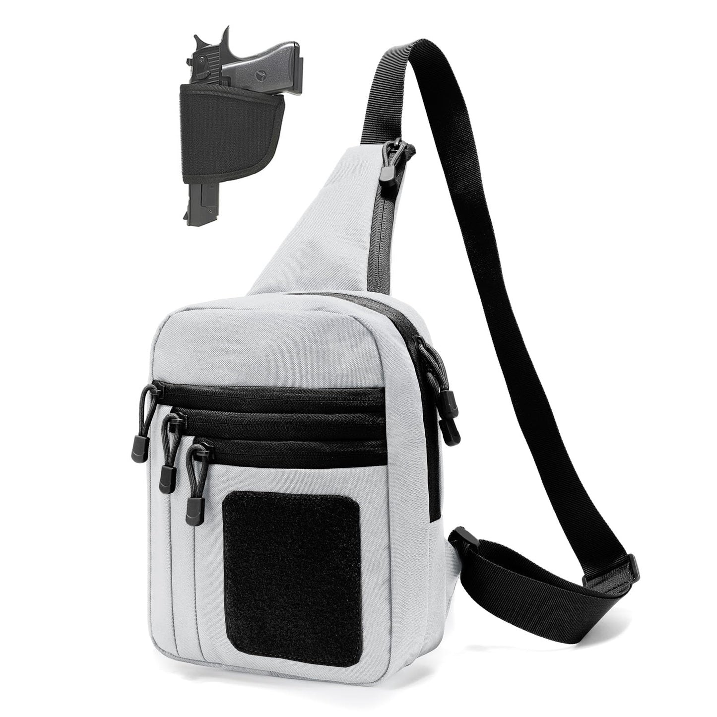 WCALULEG Concealed Carry Crossbody Gun Bag for Men, Ccw Sling Bag Tactical Shoulder Chest Pack Range Bags for Handguns (Grey)
