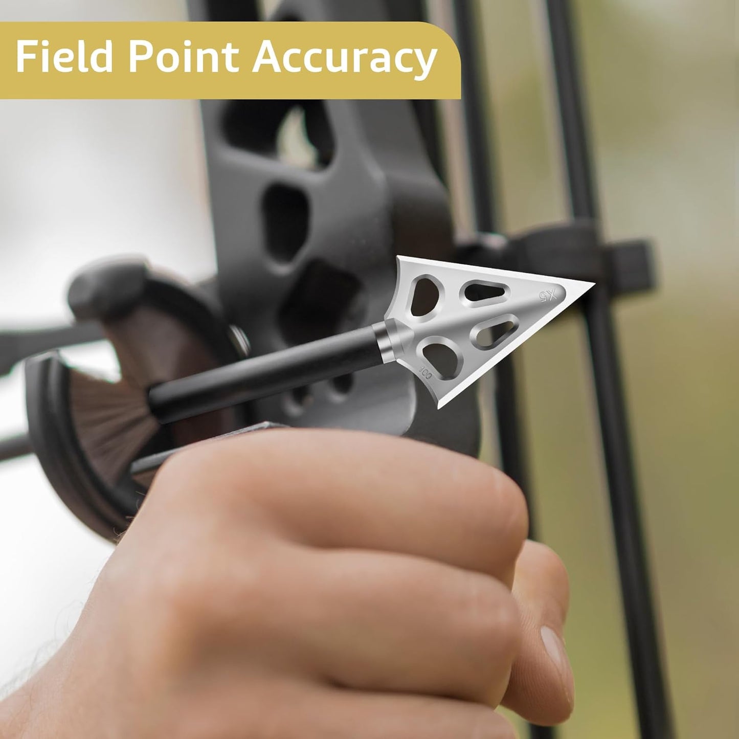 Hunting Broadheads - 3 Fixed Blade 100 Grain Screw-In Archery Tips | Compatible with Crossbows & Bows