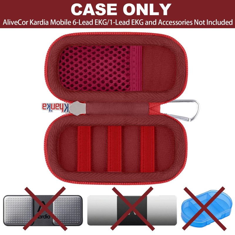 khanka Hard Case for AliveCor KardiaMobile ECG Monitor, Fits KardiaMobile 6L/6L Max, 6-Lead Personal EKG Device, Portable Heart Monitor Storage Case (Case Only)（Dark Red）