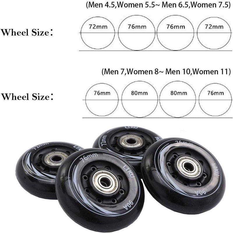 Inline Skates for Adults - LIKU Black Professional Unisex Design | Adjustable Size