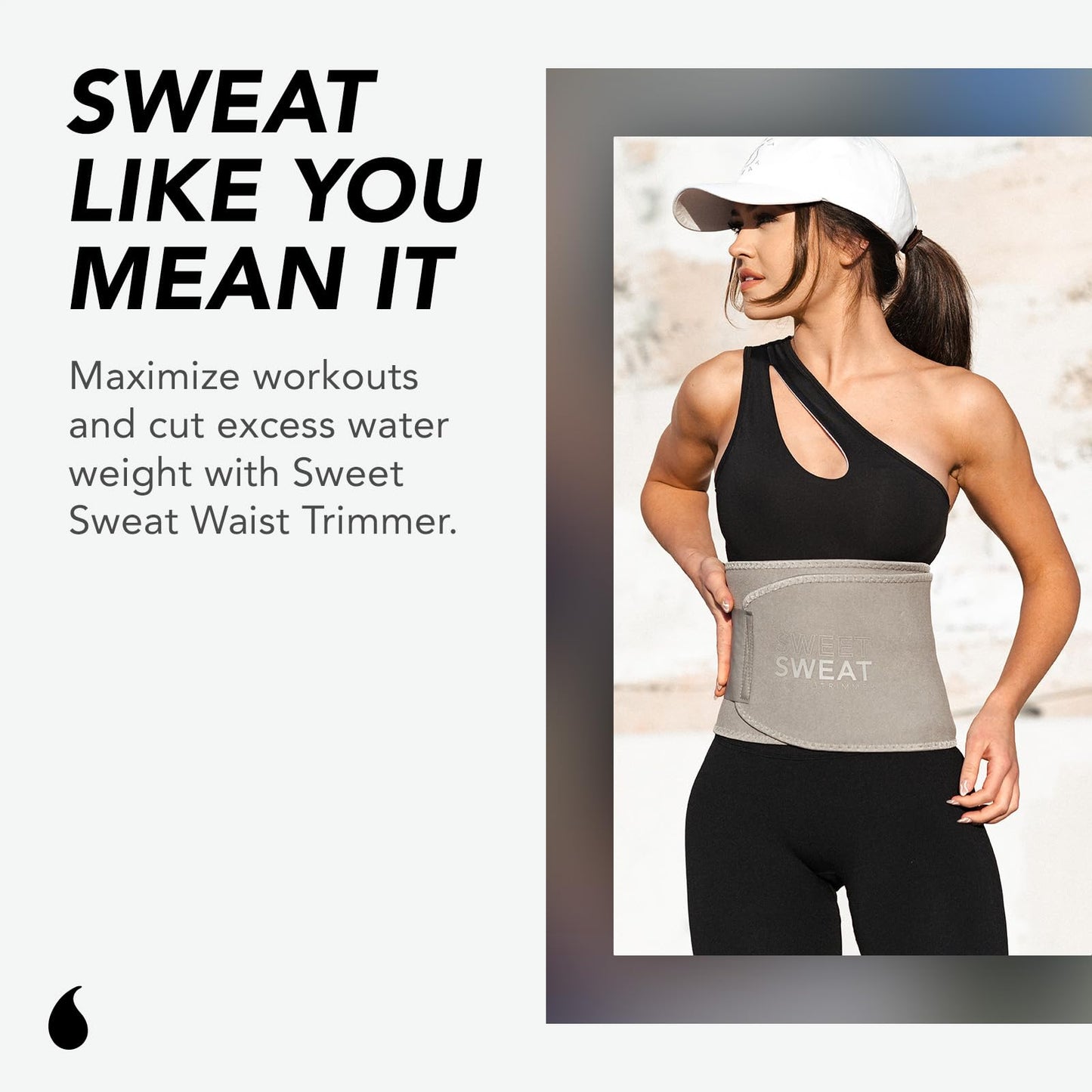 Sports Research Sweet Sweat Waist Trimmer for Women and Men - Sweat Band Waist Trainer Belt for High Intensity Training and Gym Workouts, 5 Adjustable Sizes - Small, Matte Black