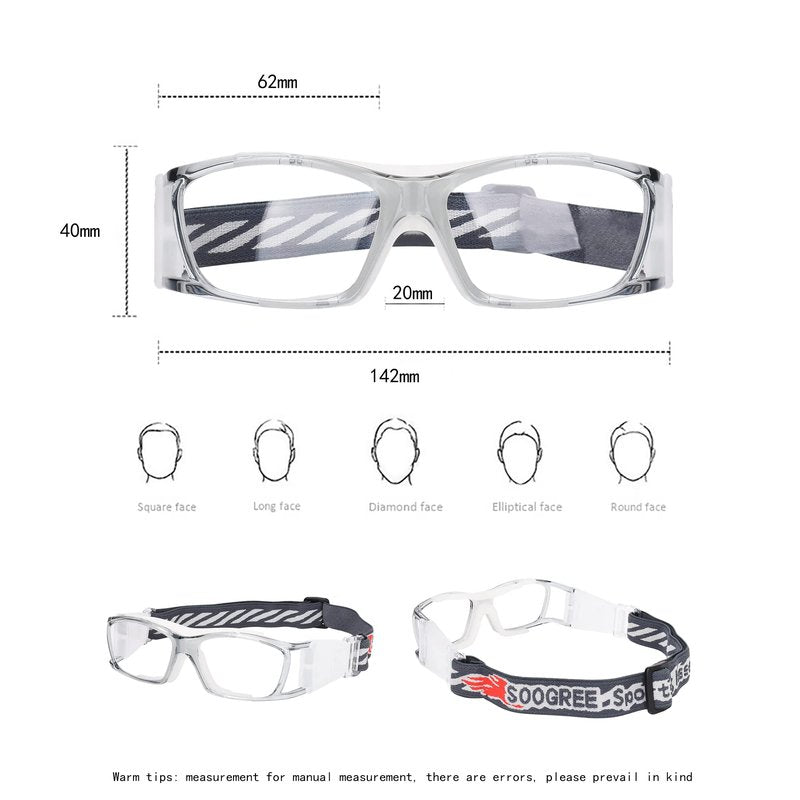 SooGree Racquetball Goggles for Men Women, Basketball Soccer Football Sports Goggles Glasses, Protective Eyewear Eye Safety Glasses Replaceable to Prescription Lenses