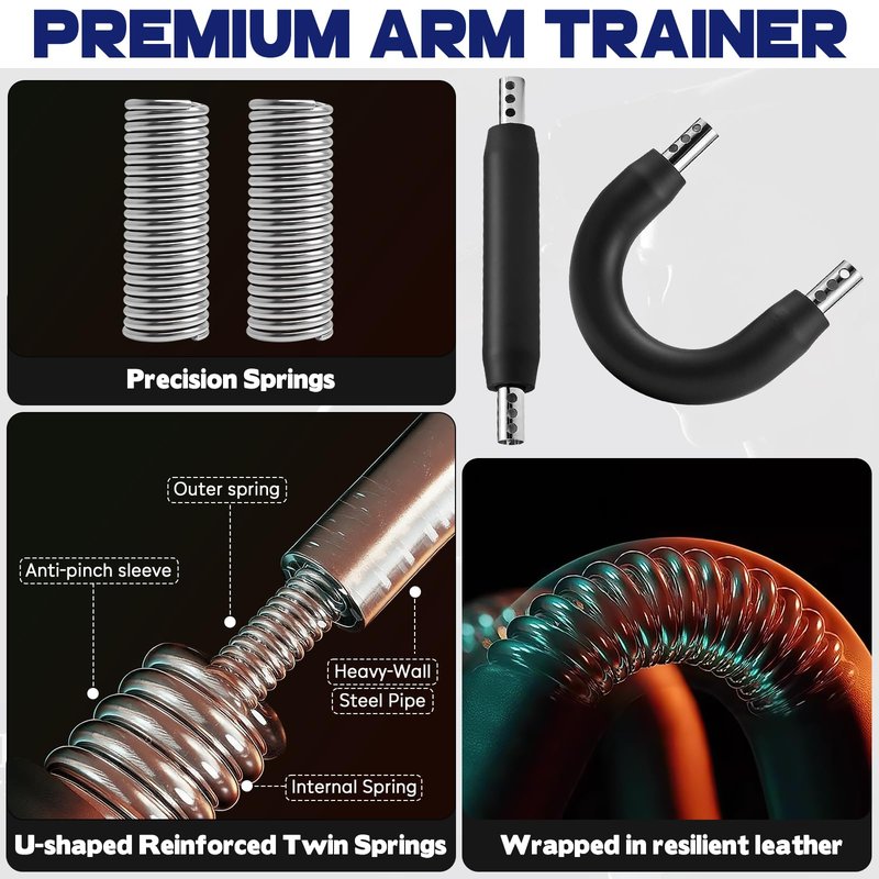 U-Shaped Chest Workout Equipment Spring Resistance Accessories, 30-66lb, 110-140lb Two Sets, Twister arm Trainer Accessories, Home Gym Accessories from Beginners to Muscle Building Strength Training
