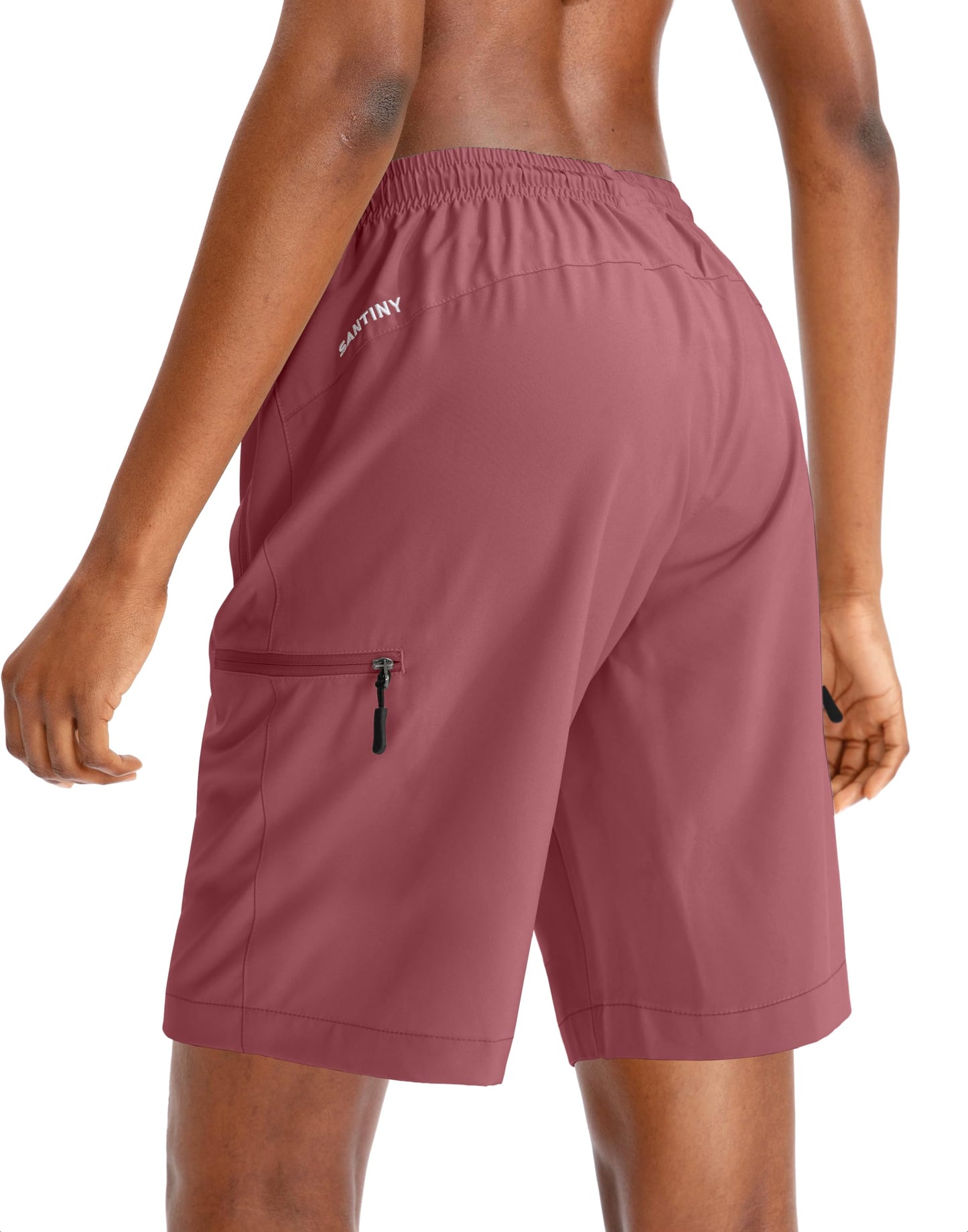 SANTINY Women's 5''/ 7''/9'' Hiking Cargo Shorts(Dusty Pink_L)