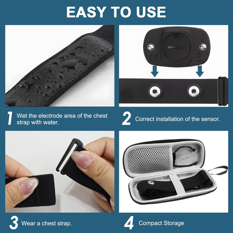 Heart Rate Monitor Chest Strap Compatible with Polar H10 H9 H7 Wahoo Garmin, Adjustable Waterproof Replacement Band with Crystal Velvet Storage Case, Pill Box & Carry Pouch for Fitness Enthusiasts