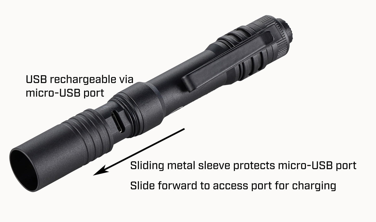 Streamlight 66601 MicroStream 250-Lumen EDC Ultra-Compact Flashlight with USB Rechargeable Battery, Clear Retail Packaging, Black