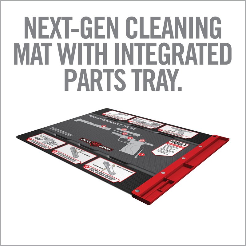 Real Avid Gun Cleaning Mat for Smith & Wesson M&P Handgun with Magnetic Organizer Parts Tray - 19x16 | Protective Workbench Mat for M&P Pistol Cleaning, Gun Cleaning Pad with Red Tray for Gun Parts