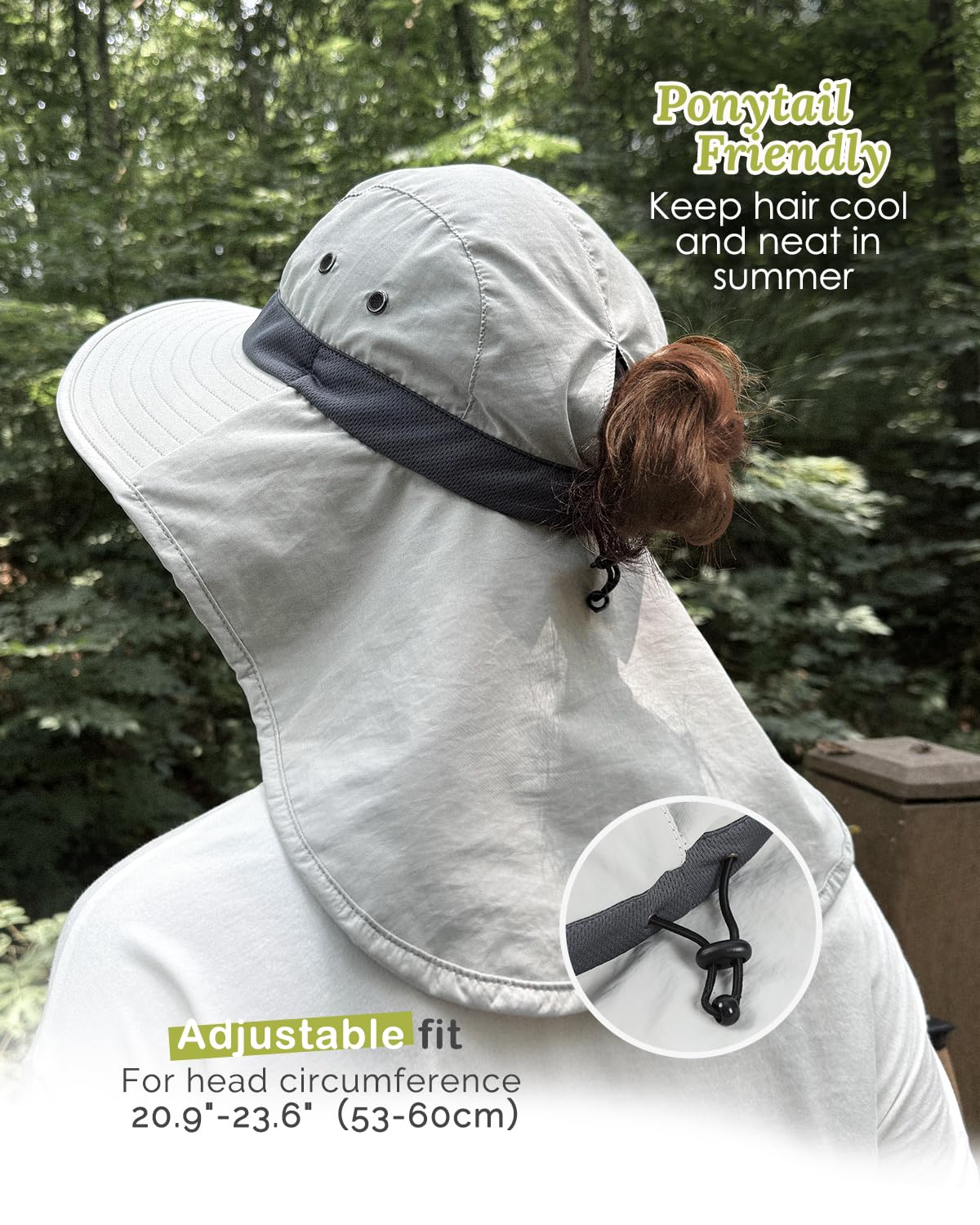 Creekstone Wide Brim Sun Hat with Neck Flap, UPF 50+ UV Protection Hiking Fishing Gardening Hat Waterproof Rain Hat Women Men (US, Alpha, One Size, Beige)
