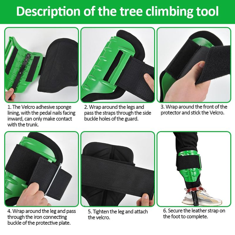 wdsilkbo Tree Climbing Gear, Tree Climbing Spikes, with Adjustable Tree Climbing Equipment Set