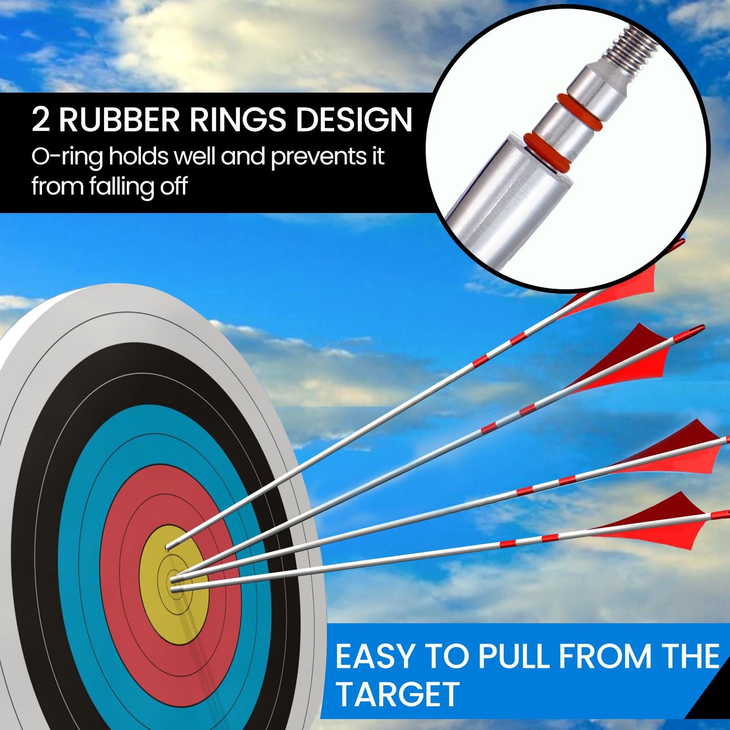 JGSDD 12pcs Archery Field Points, 100/125/150/300 Grain Field Points, Screw-in Archery Field Broadheads for Recurve, Compound Bow Crossbow, Archery Target Crossbow Practice Tip (19/64-300grain)
