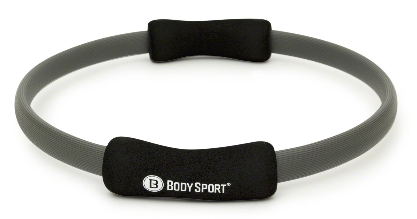 Body Sport Pilates Ring with Foam Padded Grips to Sculpt the Thighs, Core, Arms and More,Gray