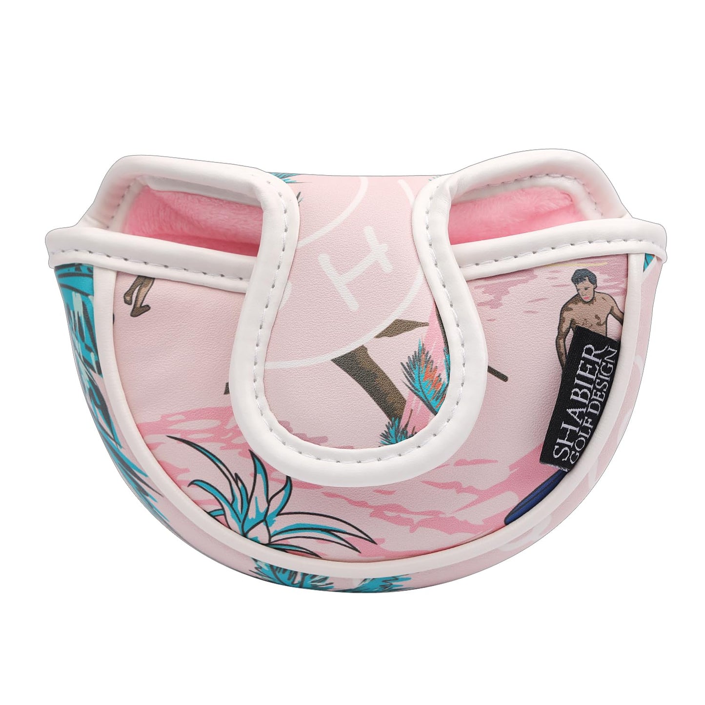 SHABIER Mid-Mallet Headcover with Pink Aloha Tropical Hawaii Surf Beach Design