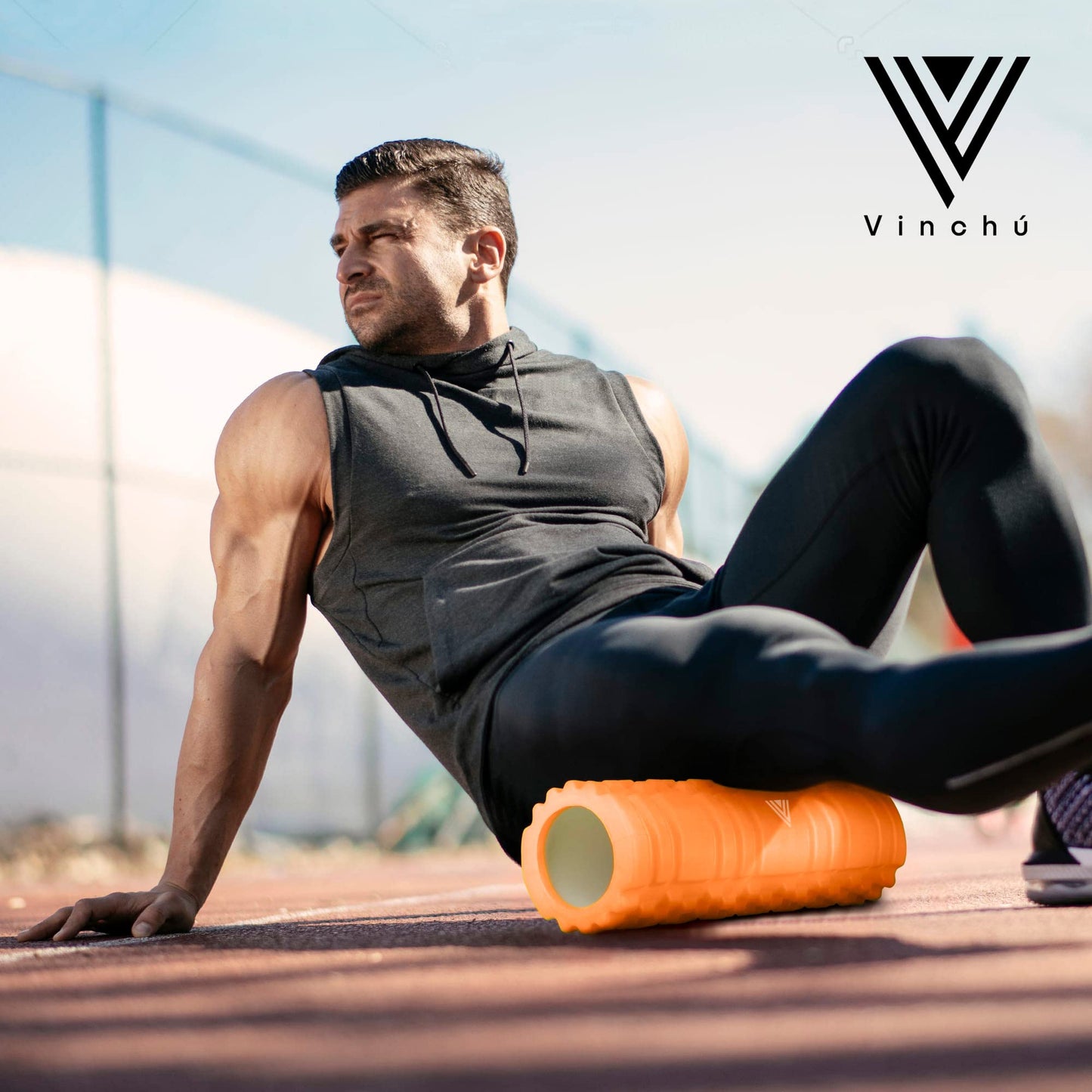 The Vinchu Foam Roller - Deep Tissue Massage Muscle Roller and Stretching Equipment for Sustainable Strength and Myofascial Trigger Point Release (Orange)