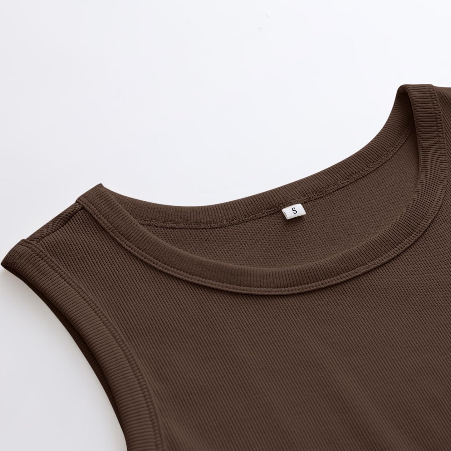 ANRABESS Womens Sleeveless High Neck Tank Tops Fashion Summer Casual Basic Slim Fit Ribbed Racerback Top Shirt Clothes Brown-X-Small
