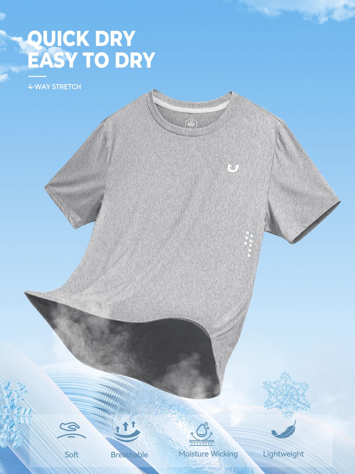NORTHYARD Men's Athletic Running Shirts Short Sleeve Workout T-Shirts Quick Dry Lightweight Active Tee Gym Sports Performance LIGHTHEATHER XL