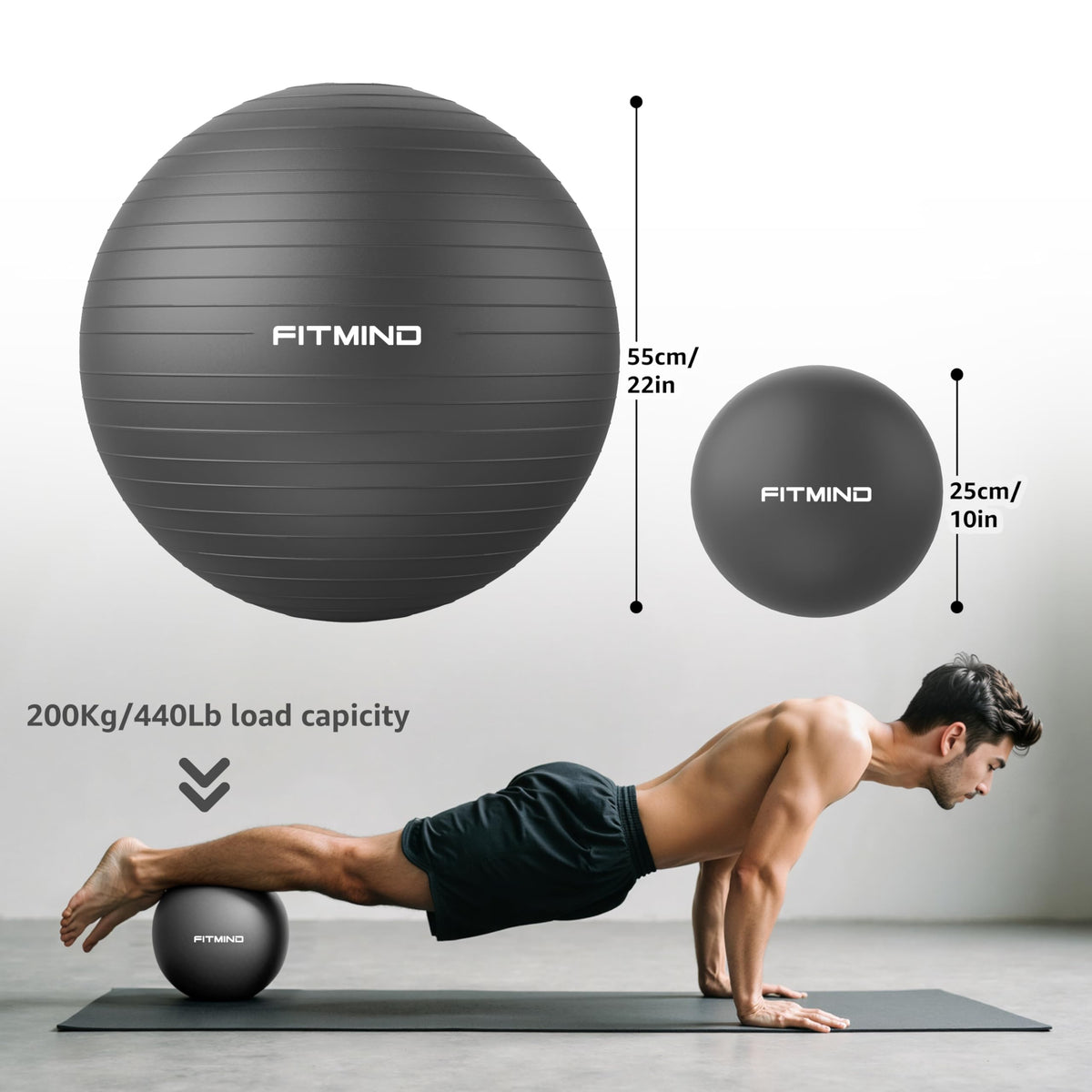 FITMIND Exercise Balls Set 22-30 Inch & 9 Inch, Small Pilates Ball with Pump, Pregnancy Ball for Women, Yoga Balls for Exercise, Small Exercise Ball for Between Knees, Stability, Physio