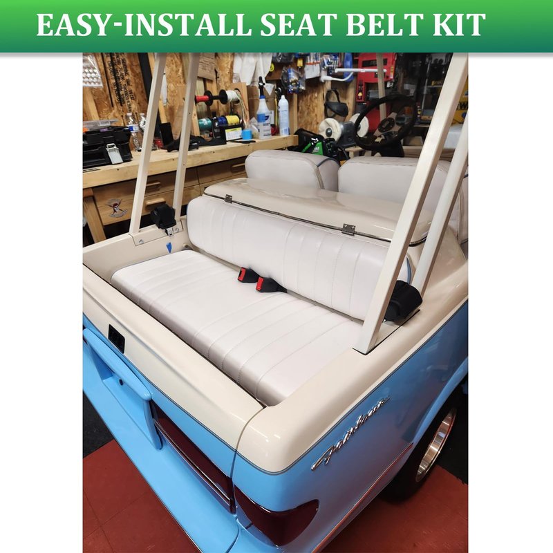 Podoy Retractable Seat Belt Kit for Golf Carts (Set of 2), Compatible with Club Car E-Z-GO TXT and Yamahaa, Auto-Retracting Design 42" Seat Belts for Many Utility Vehicles