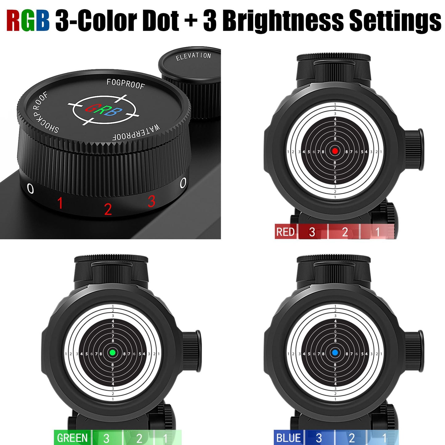 UUQ Tactical 1x30mm Reflex Green/Red/Blue 3 MOA Dot Sight with Dichroic Multi-Layer Coating, High Light Transmission Optic Lens, Dual Wide Rifle Scope,Fits 11/20mm Rail Mount