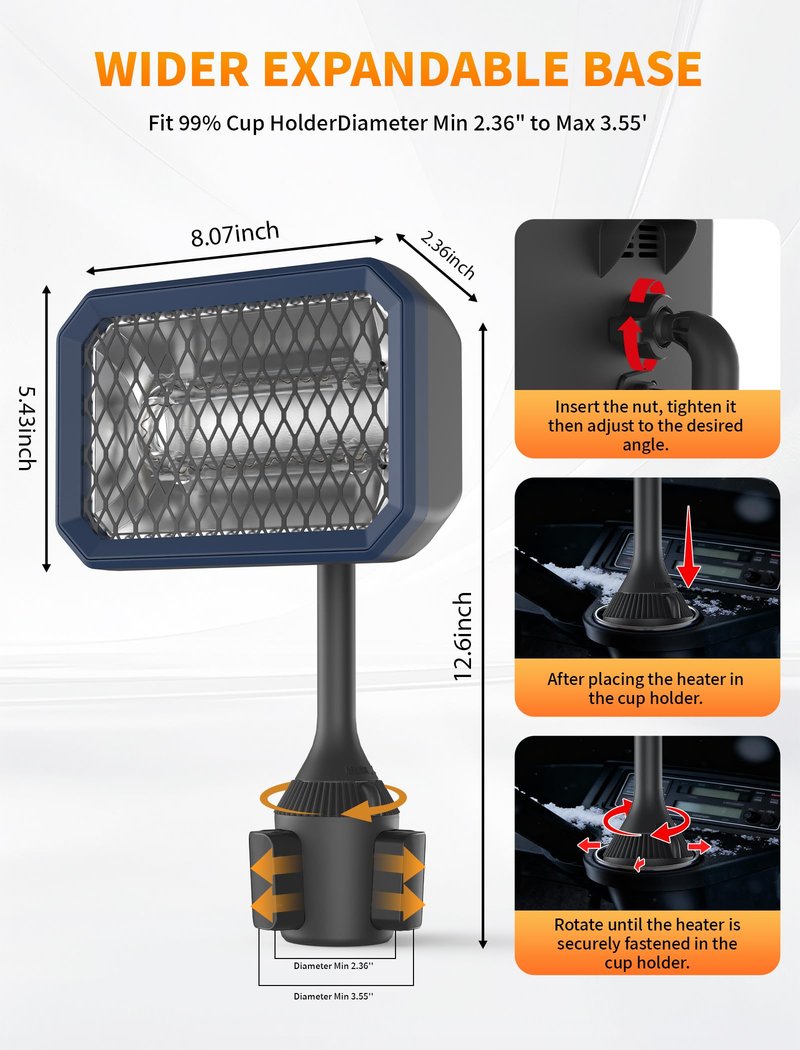 48V Electric Golf Cart Heater with Mid-Cable Quick-Disconnect, 400W Safe & Fast Silent Carbon Fiber Heating, 360° Rotatable Head, Compatible with Club Car/Yamaha/EZGO, Golf Cart Accessories, Golf Gift