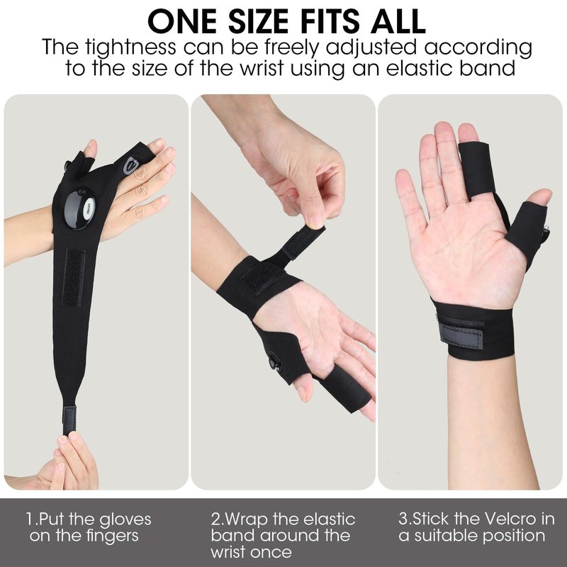 OMASUNB Flashlight Gloves for Men, 4 PCS (2 Pairs) LED Gloves, with Finger Flashlights for Fishing, Repairing and Camping, Ideal Gifts for Men, Dads and Boyfriends on Valentines Day and Birthdays