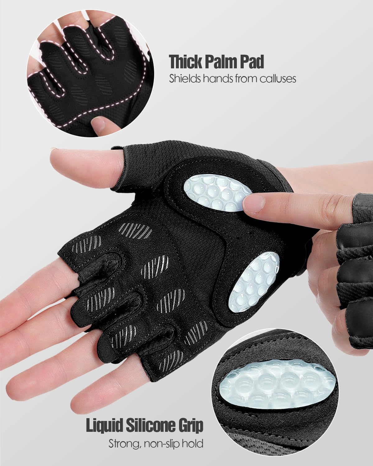 MitButy Workout Gloves for Men & Women – Fingerless Gym Gloves for Weight Lifting, Crossfit, Fitness, Exercise & Training with Silicone Grip Dots for Secure Hold & Palm Padding Protection