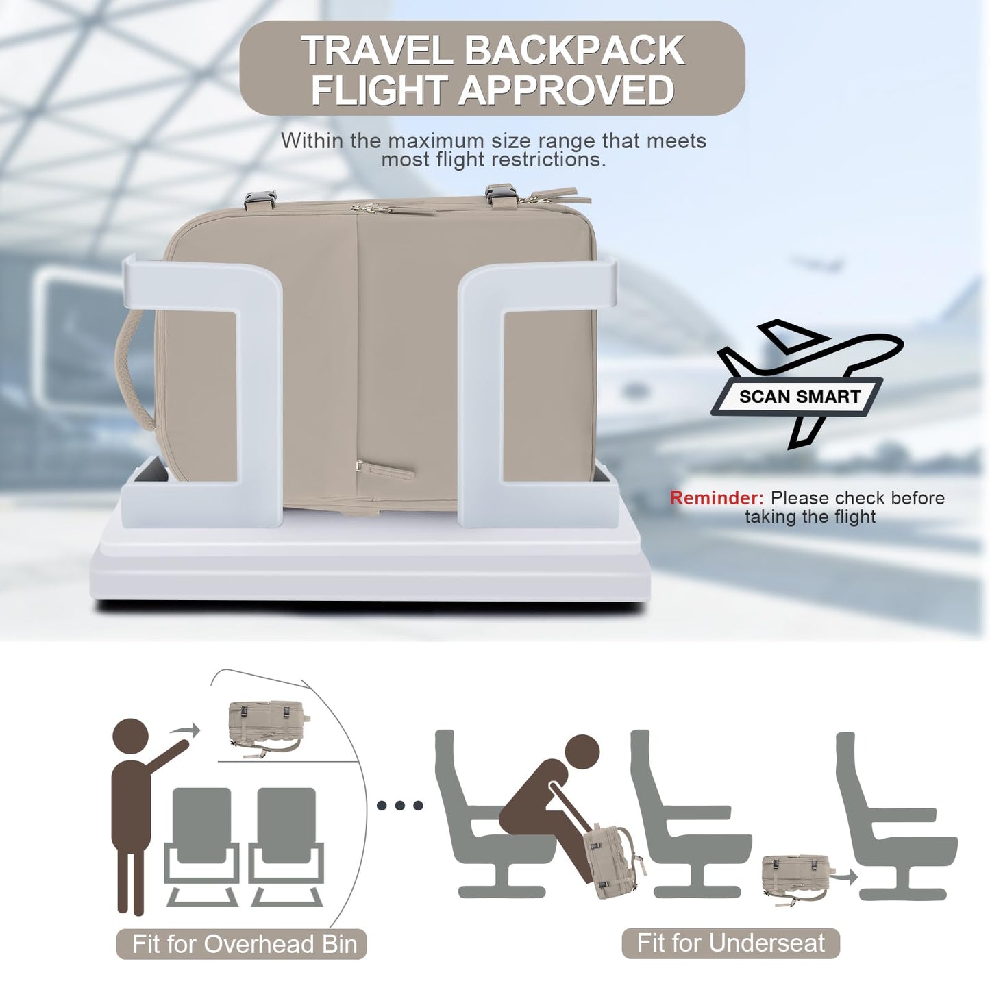 Expandable Travel Backpack For Women Men Airline Approved Personal Item Backpack For Airlines Carry On Backpack Flight Approved Waterproof Backpack For Traveling On Airplane Weekender Travel Bag
