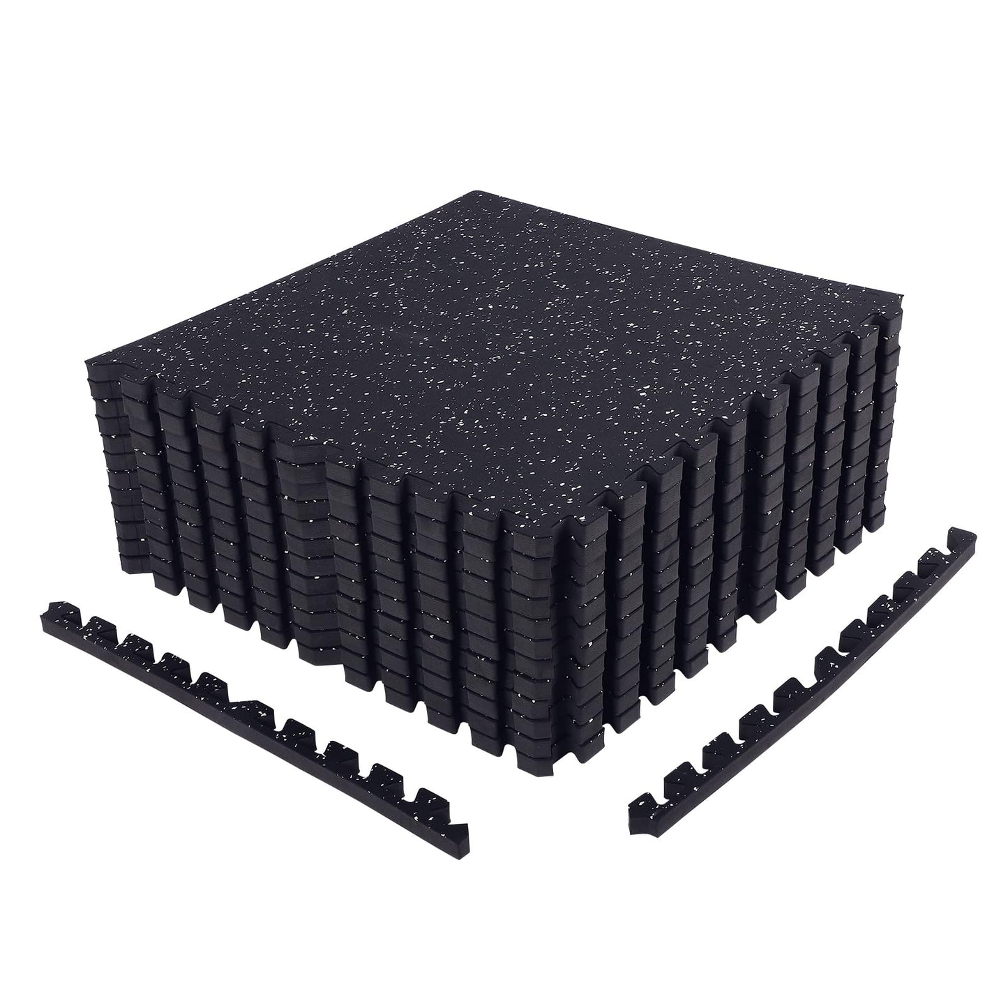 FAHKNS Gym Mat, 0.79'' Extra-Thick Exercise Equipment Mats, 12 Pcs 48 Sq Ft Rubber Top Floor Tiles, Non-Slip, EVA Foam Exercise Mat Tiles - Durable, Interlocking Mat, Gym Flooring for Home Gym(Black)
