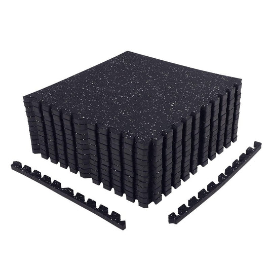 FAHKNS Gym Mat, 0.79'' Extra-Thick Exercise Equipment Mats, 12 Pcs 48 Sq Ft Rubber Top Floor Tiles, Non-Slip, EVA Foam Exercise Mat Tiles - Durable, Interlocking Mat, Gym Flooring for Home Gym(Black)