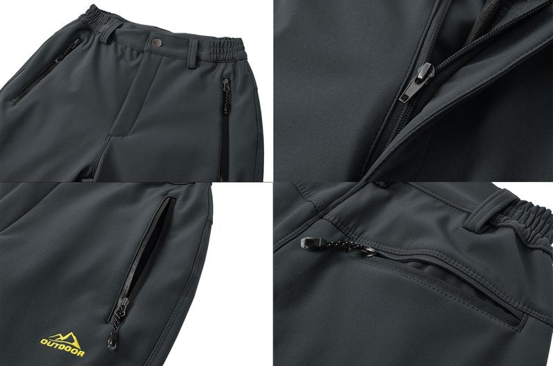 MAGCOMSEN Women's Fleece Lined Waterproof Insulated Snow Ski Pants Winter Warm Hiking Pants Outdoor Softshell Pure Black XL