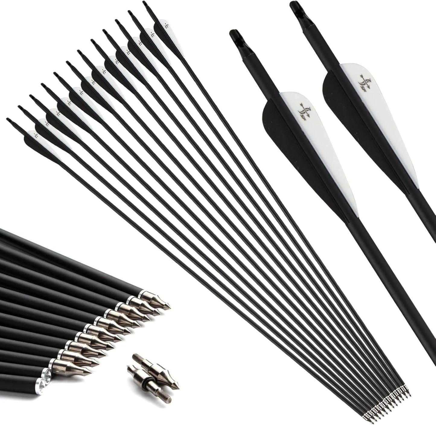 Carbon Arrow Practice Hunting Arrows - Spine 500 for Compound & Recurve Bow | 28-30 Inch (Pack of 12)